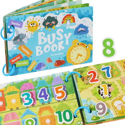 Quiet Book Early Learning Activity Puzzle Paste Matching Game Toys Children's Educational Magic Tape Wooden Busy Book Toys