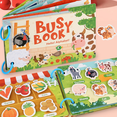 2025 Montessori Autism Sensory Educational Toys Alphabet Animal Early Education Kids Learning Busy Book