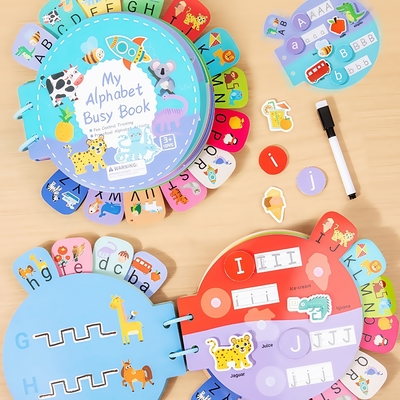 2025 New Design Baby Letters 26 English Letters in Red Words Cognitive Card Children's Paste Book Toy Educations Toys for Kids