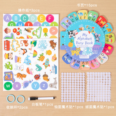 2025 New Design Baby Letters 26 English Letters in Red Words Cognitive Card Children's Paste Book Toy Educations Toys for Kids