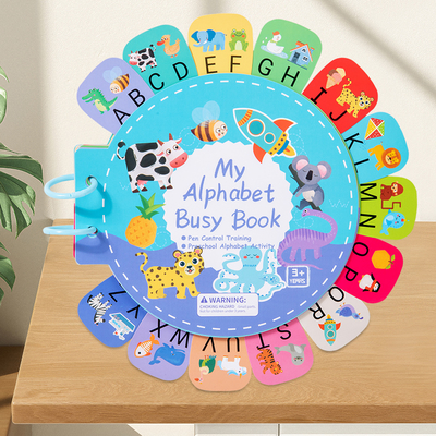 2025 New Design Baby Letters 26 English Letters in Red Words Cognitive Card Children's Paste Book Toy Educations Toys for Kids