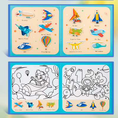 New Factory Directly 2 in One Reusable Water Mess Free Coloring Book With Puzzle Travel Funny Baby Toys for Kids Ages 3+