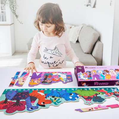 Enlightenment 26 Letters Striped Puzzles Children's Educational Toys Early Cognitive Double-sided Cartoon Animal Jigsaw