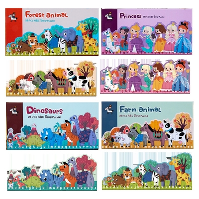Enlightenment 26 Letters Striped Puzzles Children's Educational Toys Early Cognitive Double-sided Cartoon Animal Jigsaw