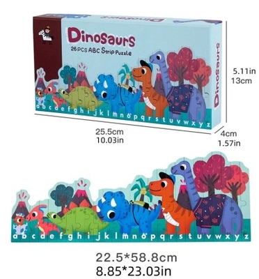 Enlightenment 26 Letters Striped Puzzles Children's Educational Toys Early Cognitive Double-sided Cartoon Animal Jigsaw