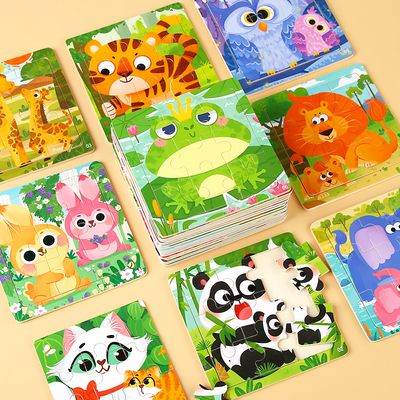 9pcs Toddler Great Gift Children Preschool Colorful Dinosaur Animals Wooden Jigsaw Puzzles