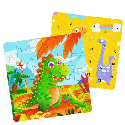 24 Pieces Montessori Classic Travel Carton Jigsaw Puzzles Board Games Baby Diy Early Educational Toys for Kids Boys Girls Gift