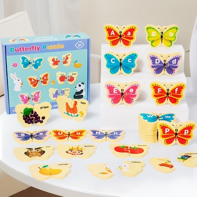Children's Wooden butterfly Letter Puzzle Children's Puzzle Wooden Toys
