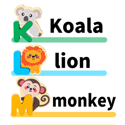 Children Wooden Animal Letter Puzzle 26pcs Alphabets Cognitive Animal Matching Blocks Puzzle Toy Kids Educational Wooden Toy