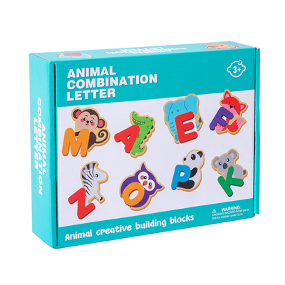 Children Wooden Animal Letter Puzzle 26pcs Alphabets Cognitive Animal Matching Blocks Puzzle Toy Kids Educational Wooden Toy