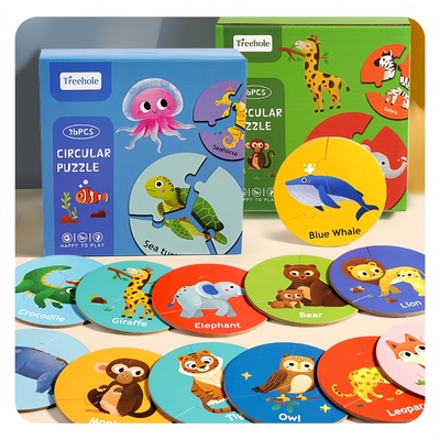 Children Puzzle Board Game Wooden Pair Animal Matching Puzzle Interactive Focus Logic Training Toy Educations Toys for Kids