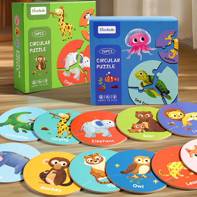 Children Puzzle Board Game Wooden Pair Animal Matching Puzzle Interactive Focus Logic Training Toy Educations Toys for Kids