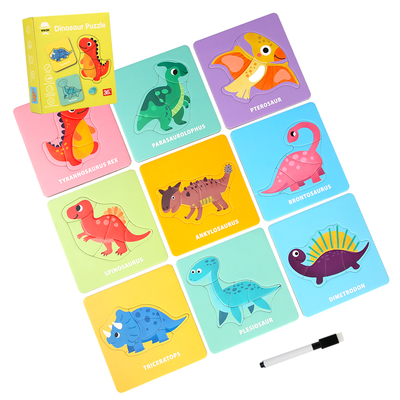 Muti Functional Cartoon Dinosaur Diy Drawing Montessori Educational Learning Jigsaw Puzzle Board Game Toys for Boys Girls
