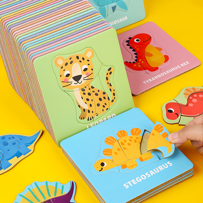 Muti Functional Cartoon Dinosaur Diy Drawing Montessori Educational Learning Jigsaw Puzzle Board Game Toys for Boys Girls
