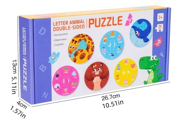 Children's Letters Animal Paper Double-sided Puzzle Early Education Puzzle Toys