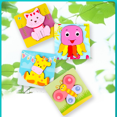 New Custom Kids Wooden 3d Puzzle Jigsaw Toys,Children Cartoon Animal Vehicle Toddler Wooden Puzzles