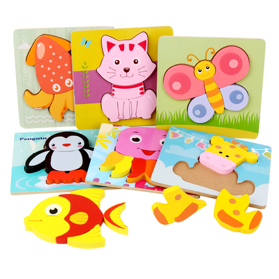 New Custom Kids Wooden 3d Puzzle Jigsaw Toys,Children Cartoon Animal Vehicle Toddler Wooden Puzzles