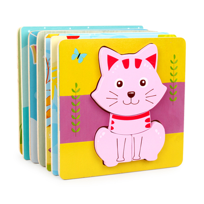 New Custom Kids Wooden 3d Puzzle Jigsaw Toys,Children Cartoon Animal Vehicle Toddler Wooden Puzzles