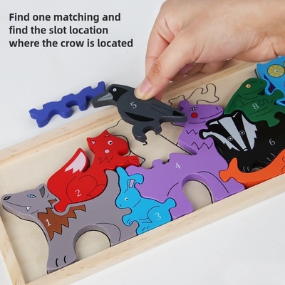 Children's Educational Toy Jigsaw Puzzle Wooden Cartoon Animal Traffic 3d Puzzle Toys for Toddler 1 2 3 Years Old