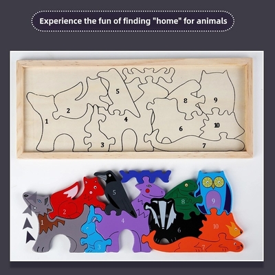 Children's Educational Toy Jigsaw Puzzle Wooden Cartoon Animal Traffic 3d Puzzle Toys for Toddler 1 2 3 Years Old