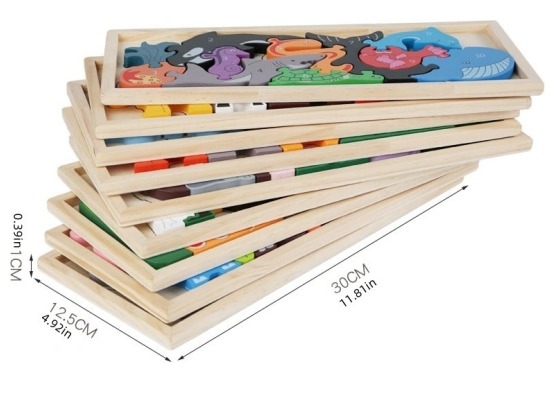 Children's Educational Toy Jigsaw Puzzle Wooden Cartoon Animal Traffic 3d Puzzle Toys for Toddler 1 2 3 Years Old