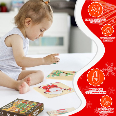 Children's Toys Wooden Christmas Theme Puzzle Set Early Childhood Education Puzzle Learning 3-6 Years Old Baby Games