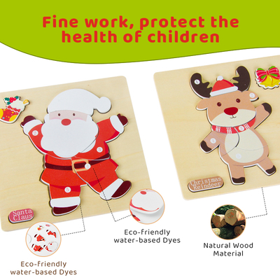 Children's Toys Wooden Christmas Theme Puzzle Set Early Childhood Education Puzzle Learning 3-6 Years Old Baby Games