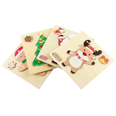 Children's Toys Wooden Christmas Theme Puzzle Set Early Childhood Education Puzzle Learning 3-6 Years Old Baby Games