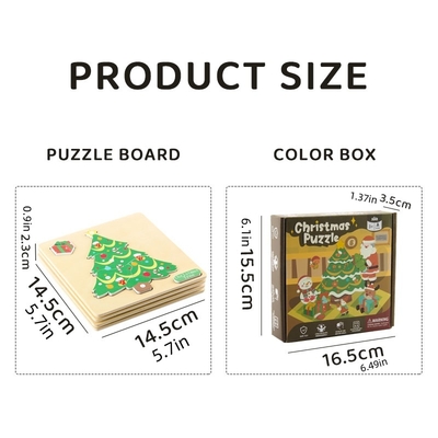 Children's Toys Wooden Christmas Theme Puzzle Set Early Childhood Education Puzzle Learning 3-6 Years Old Baby Games
