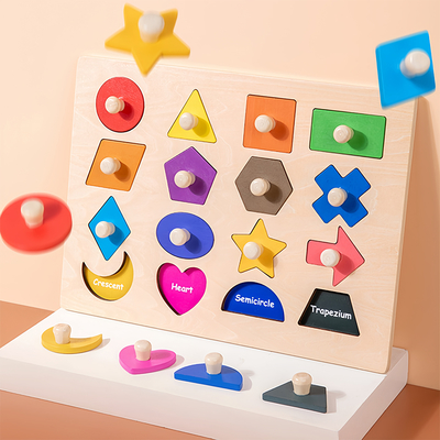 Montessori Children Wooden Magnetic 3d Shape Sorter Matching Puzzle Learning Board Educational Teaching Aids Toys for Kids