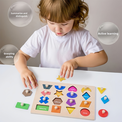 Montessori Children Wooden Magnetic 3d Shape Sorter Matching Puzzle Learning Board Educational Teaching Aids Toys for Kids