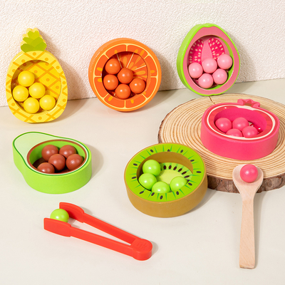 Wholesale Fruit Color Matching Bead Game Wooden Kitchen Toy Pretend Play Toy Early Educational Toys