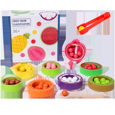 Wholesale Fruit Color Matching Bead Game Wooden Kitchen Toy Pretend Play Toy Early Educational Toys