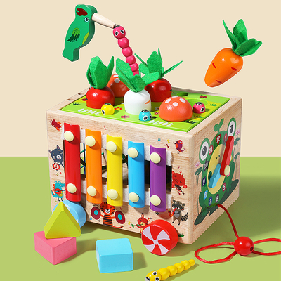 Children's Multi-functional Educational Toy Gear and Carrot Pulling Learning Activity Box