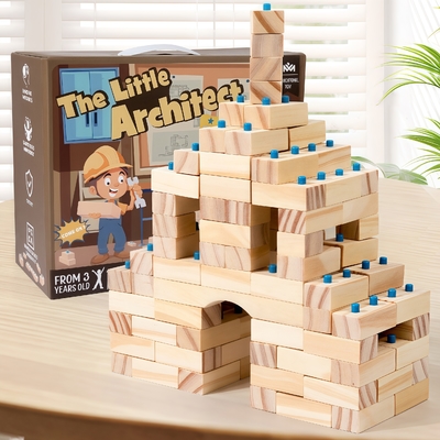 Natural Wooden Children's Early Education Creative Construction Building Bricks Block Puzzle Toys Kids Diy Assembly Set