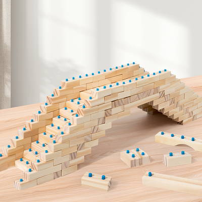 Natural Wooden Children's Early Education Creative Construction Building Bricks Block Puzzle Toys Kids Diy Assembly Set