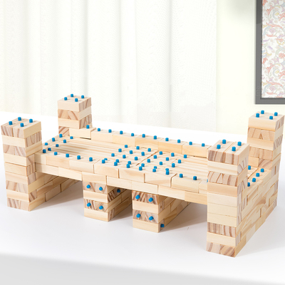 Natural Wooden Children's Early Education Creative Construction Building Bricks Block Puzzle Toys Kids Diy Assembly Set