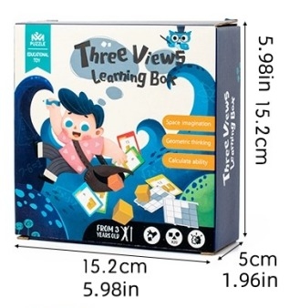 Student Three-view Teaching Aids Grid Observer square Building Block Geometric Graphics Space Thinking Puzzle Training