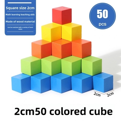 Rainbow Wooden Blocks Square Colorful Wooden Cubes Counting Block Learning Educational Toys Wooden Building Blocks Stacking Game