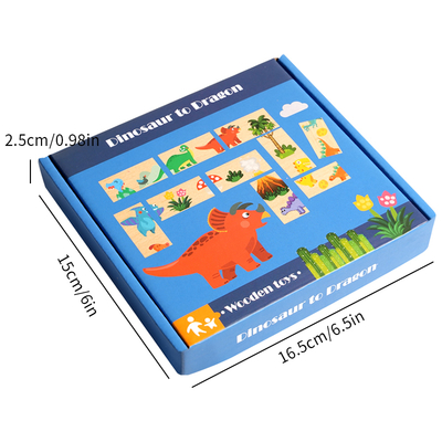 Children's Puzzle Toys Wooden Dinosaur Pairing Puzzle Domino Building Block Toys Game