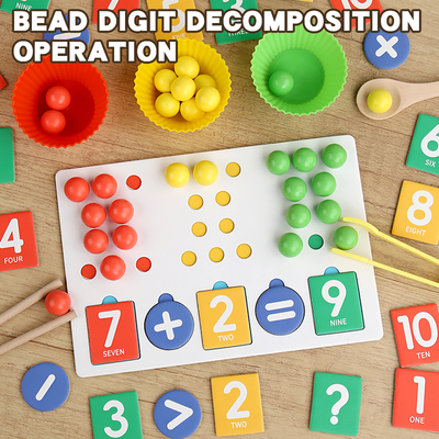 2024 Wooden Number Cognitive Educational Number Matching Toy Wooden Clip Beads Game Counting Toy
