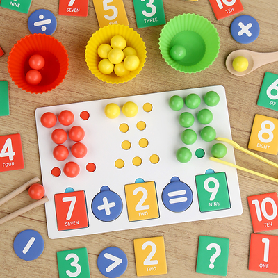 2024 Wooden Number Cognitive Educational Number Matching Toy Wooden Clip Beads Game Counting Toy
