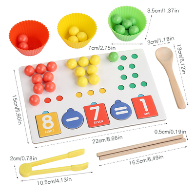 2024 Wooden Number Cognitive Educational Number Matching Toy Wooden Clip Beads Game Counting Toy