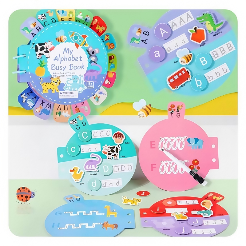 Montessori Educational Toys Creative Alphabetic Cognition Pen Control Training Busy Book Toys for Kids Boys Girls