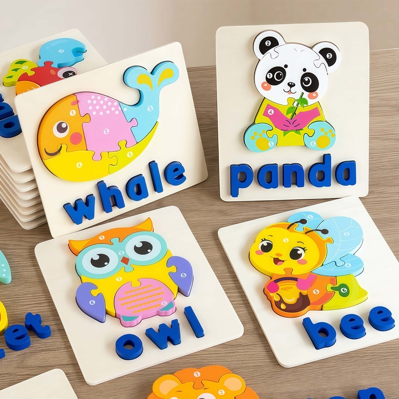 2025 Early Educational 3d Animal Traffic Jigsaw Game Children Cognitive Wooden Matching Puzzles Board Toys for Kids Boys Girls