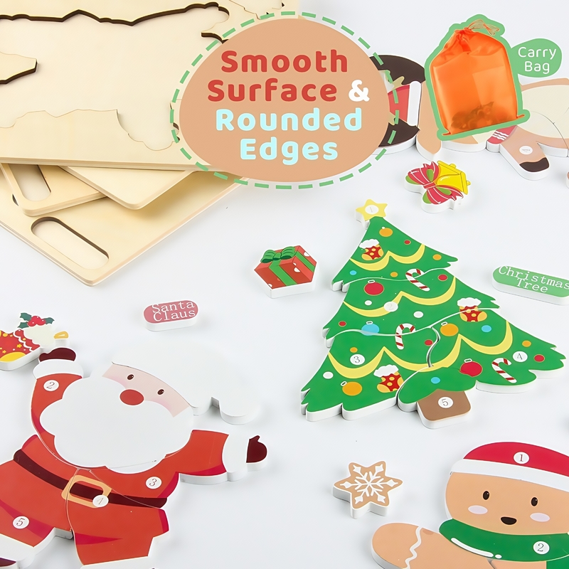 Children's Toys Wooden Christmas Theme Puzzle Set Early Childhood Education Puzzle Learning 3-6 Years Old Baby Games
