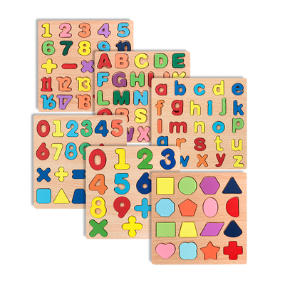 Educational Toys 26 Letter Number Recognize Colorful Alphabet Wooden Panel Pegged Puzzles