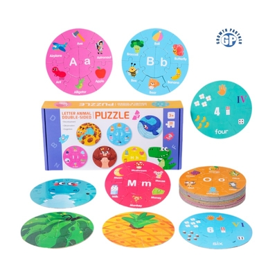 Children's Letters Animal Paper Double-sided Puzzle Early Education Puzzle Toys