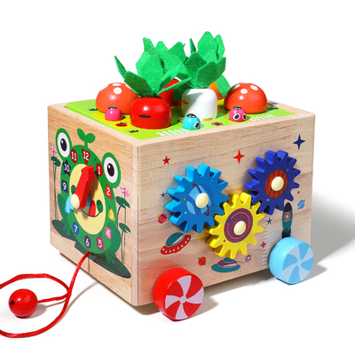 Children's Multi-functional Educational Toy Gear and Carrot Pulling Learning Activity Box